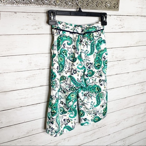Janie & Jack High Waist Wide Leg Floral Paisley Green White Pants Girls Size 5 - Picture 2 of 11